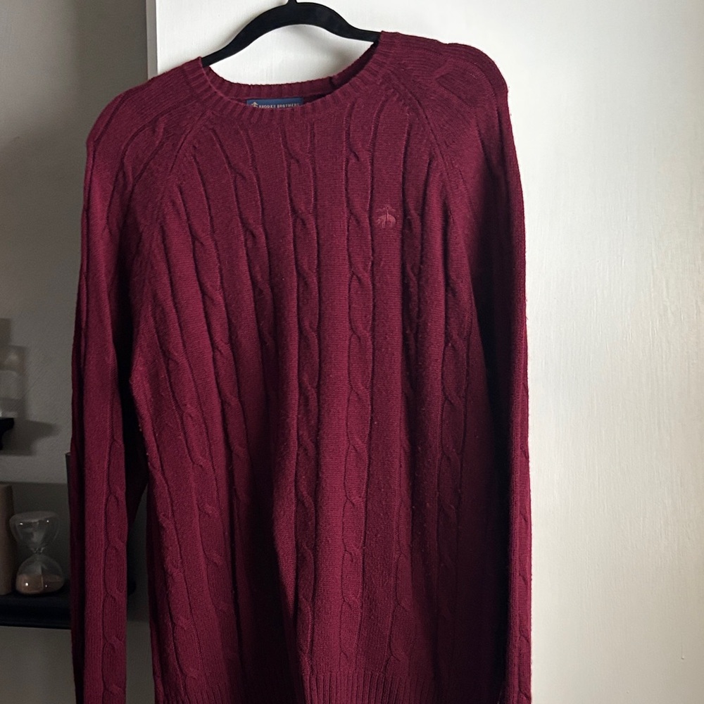 Brooks Brothers Men's Maroon Cable Knit Sweater